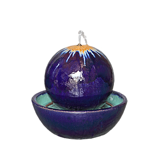 [PF-FTN15GSB] SPHERE FOUNTAIN, GOLD OVER SAPPHIRE BLUE, 16.0"X12.0"X6.0"