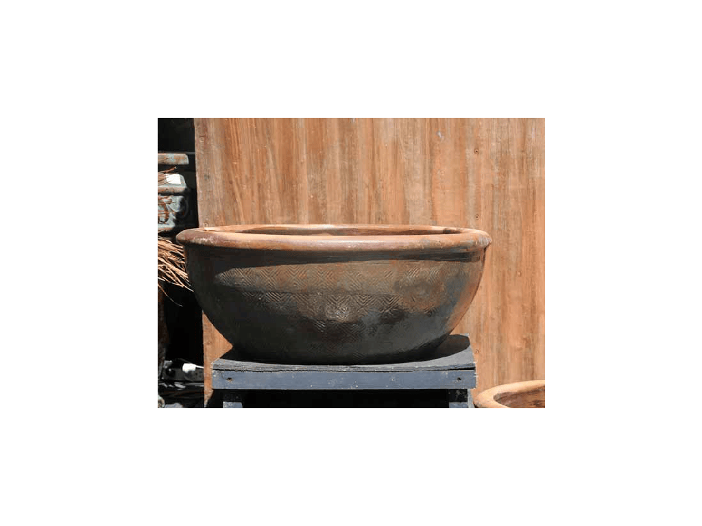 [PS-329RAM-S3] LOW WATER BOWL WITH IMPRINTS, RUSTIC AMBER,  SET OF 3- 29.0"X12.0", 24.0"X9.0", 19.0"X7.0"