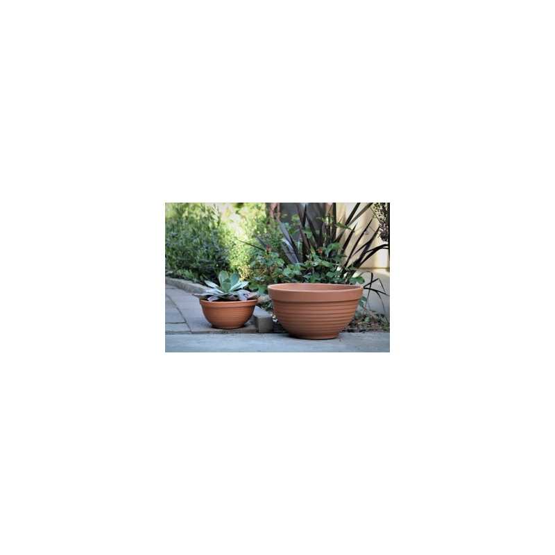 [PT-M0010] BOWL PLANTER WITH STRIPES, 16.0"X8.0"