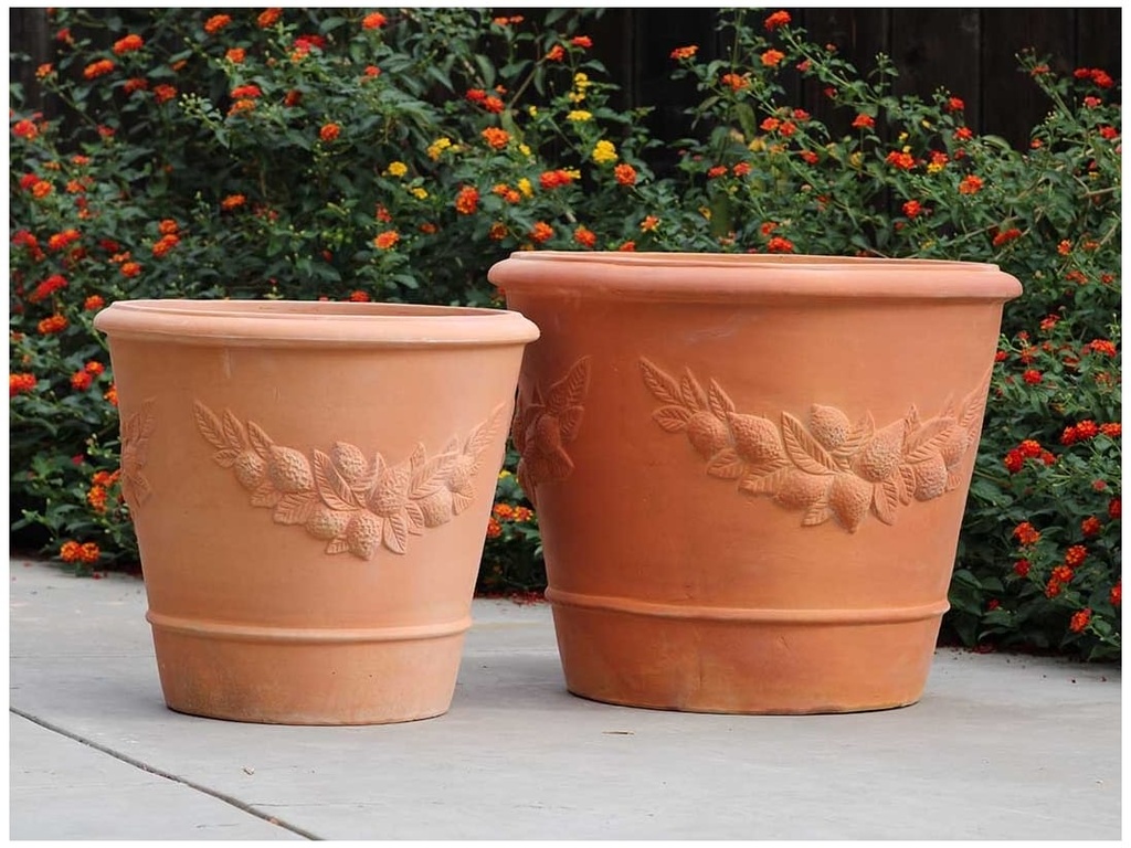 [PT-V1002RC-S2] LEMON VASE PLANTER, RED CLAY, SET OF 2- 27"X22", 21.5"X19.5"