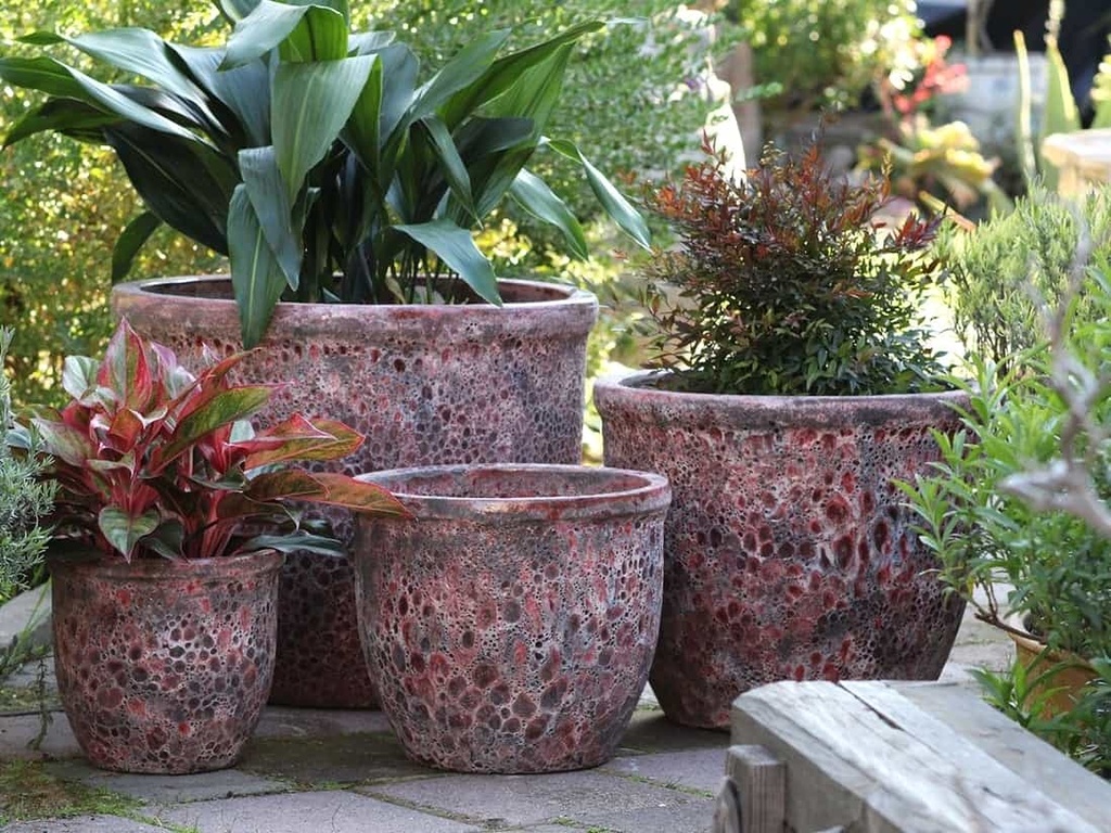 CANA GARDEN PLANTER, CORAL RED RUST, SET OF 4 - 24"X20", 19"X17", 16"X13", 12"X10"