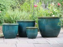 CANA GARDEN PLANTER, TURQUOISE GREEN, SET OF 4-  24"X20", 19"X17", 16"X13", 12"X10"