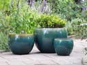 LOW MILANO PLANTER, TURQUOISE GREEN, SET OF 3- 21.5" X 15.5", 16.0" X 12.0", 12.0" X 10.0"