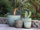 COCO POTS, CORAL GEM GREEN, SET OF 3-19"X17", 15'X13", 12"X11"