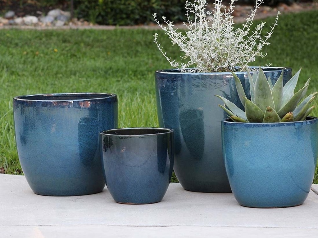 [PV-CG804GNM-S4] COCO POTS, GREEN  MIRAGE, SET OF 4- 23"X20", 19"X17", 15"X13", 12"X11"