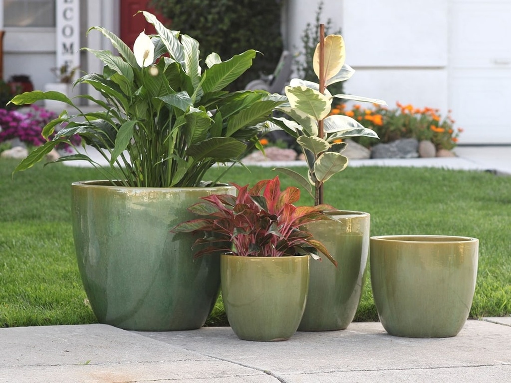 [PV-CG804MSG-S4] COCO POTS, MOSS SEA GREEN, SET OF 4- 23"X20", 19"X17", 15'X13", 12"X11"