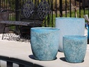 MILANO CONE PLANTER, CORAL AQUA, SET OF 3- 18"X19.5", 14.5"X15.5", 12"X13.5"