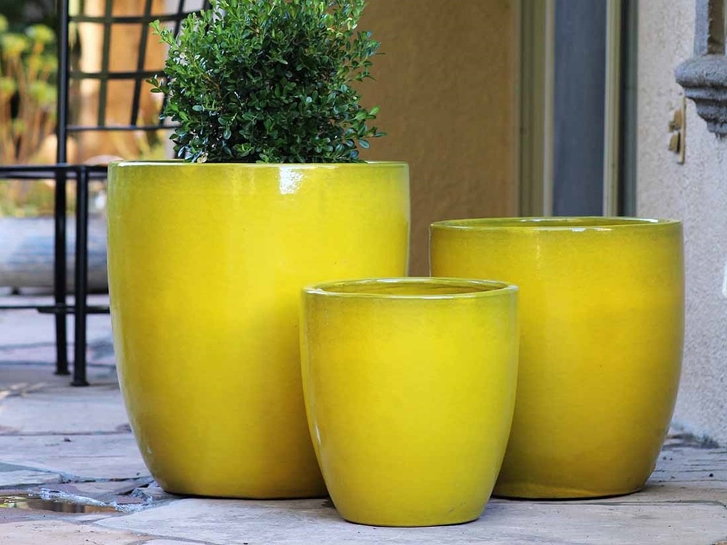 [PV-CG819LMN-S3] MILANO CONE PLANTER, LEMON, SET OF 3-18"X19.5", 14.5"X15.5", 12"X12"