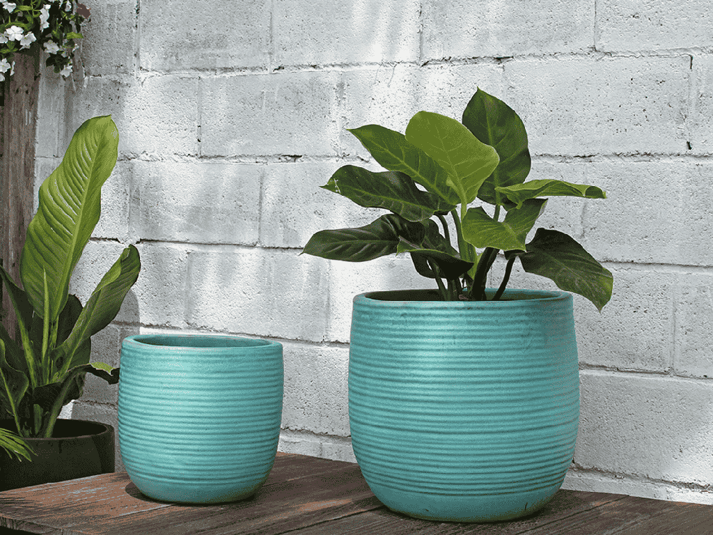 [PV-CG8256MTQ-S2] ZINNIA PLANTER, MATTE TURQUOISE,SET OF 2- , 15.5: X 15.0", 12.0" X 11.5"