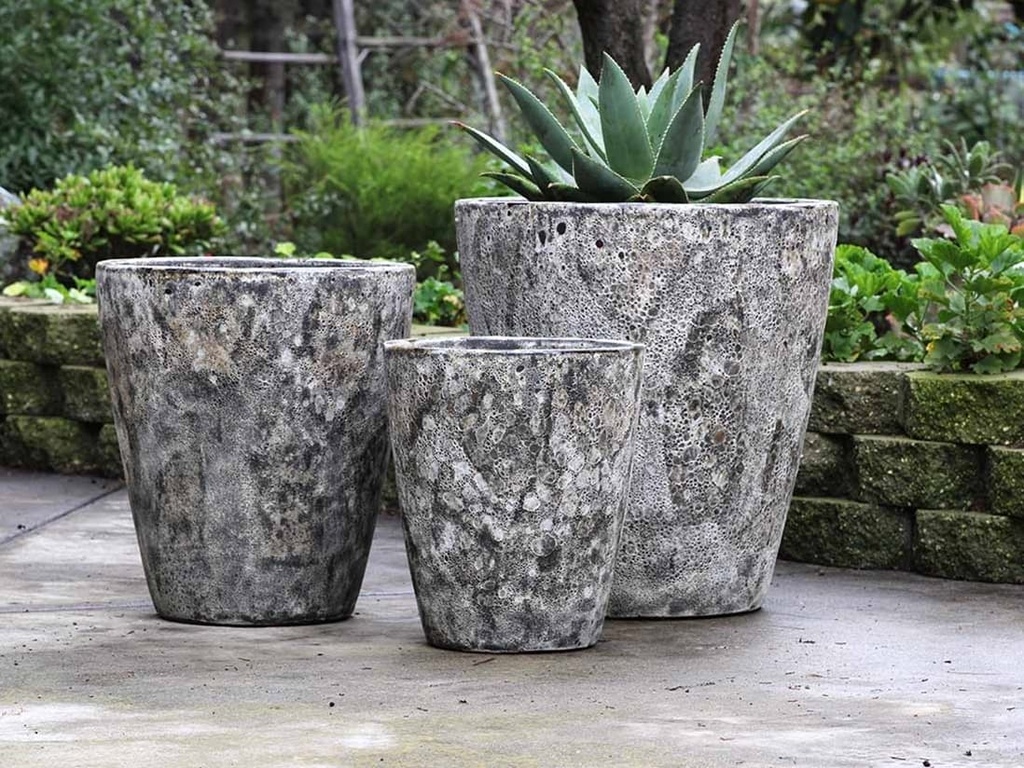 [PV-CG842CGY-S3] EXTRA LARGE BUCKET PLANTER, CORAL GREY, SET OF 3- 22.0"X23.0", 17.5"X19.5", 13.5"X15.5"