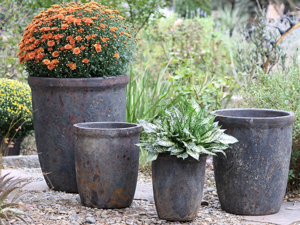 [PV-CG845CRU-S4] TALL GARDEN POT, CORAL RUST, SET OF 4-23.5" X27", 19.5"X21.5", 15.5"X17.0", 11.5"X13.5"