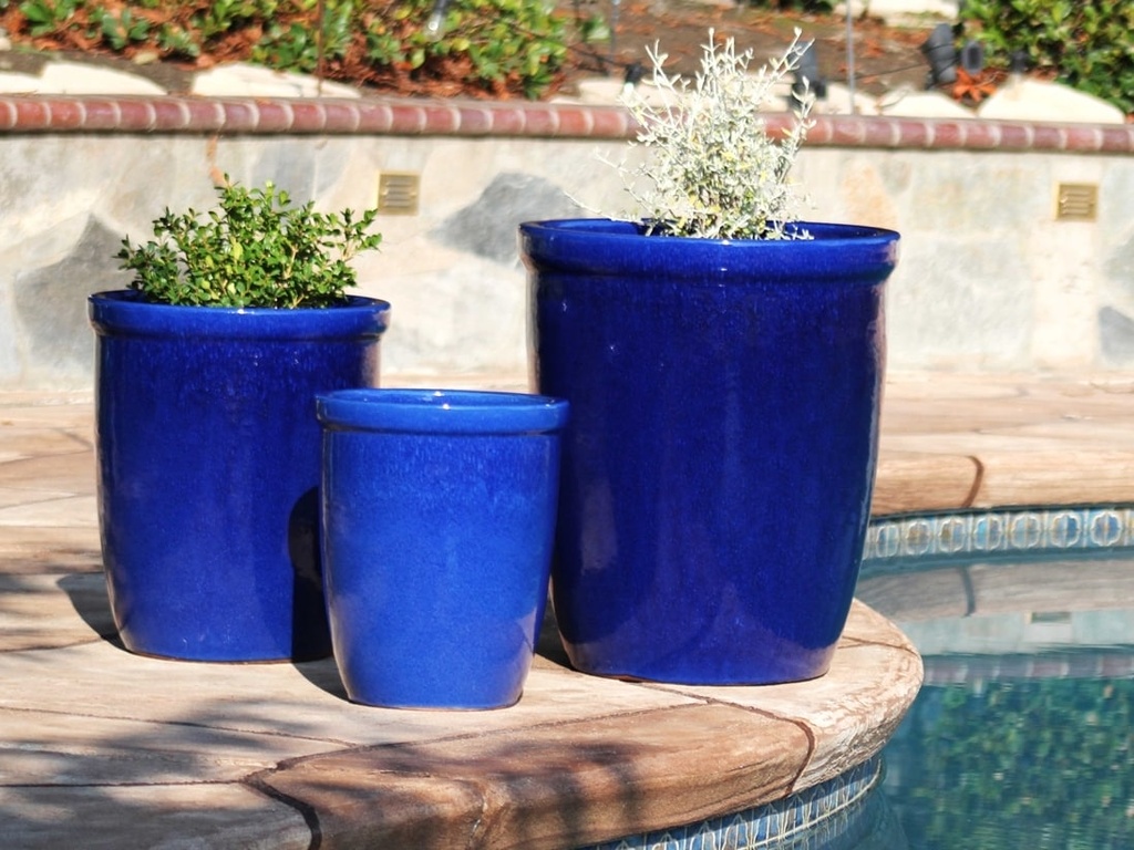 [PV-CG845FBL-S3] TALL GARDEN POT, FALLING BLUE, SET OF 3-19.5"X21.5", 15.5"X17.0", 11.5"X13.5"