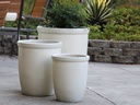 TALL GARDEN POT, WHITE SATIN, SET OF 3- 19.5"X21.5", 15.5"X17.0", 11.5"X13.5"