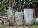 XLG TALL CONE PLANTER, CORAL GEM GREEN, SET OF 3- 22"X38", 17.5"X27", 13"X22.5"