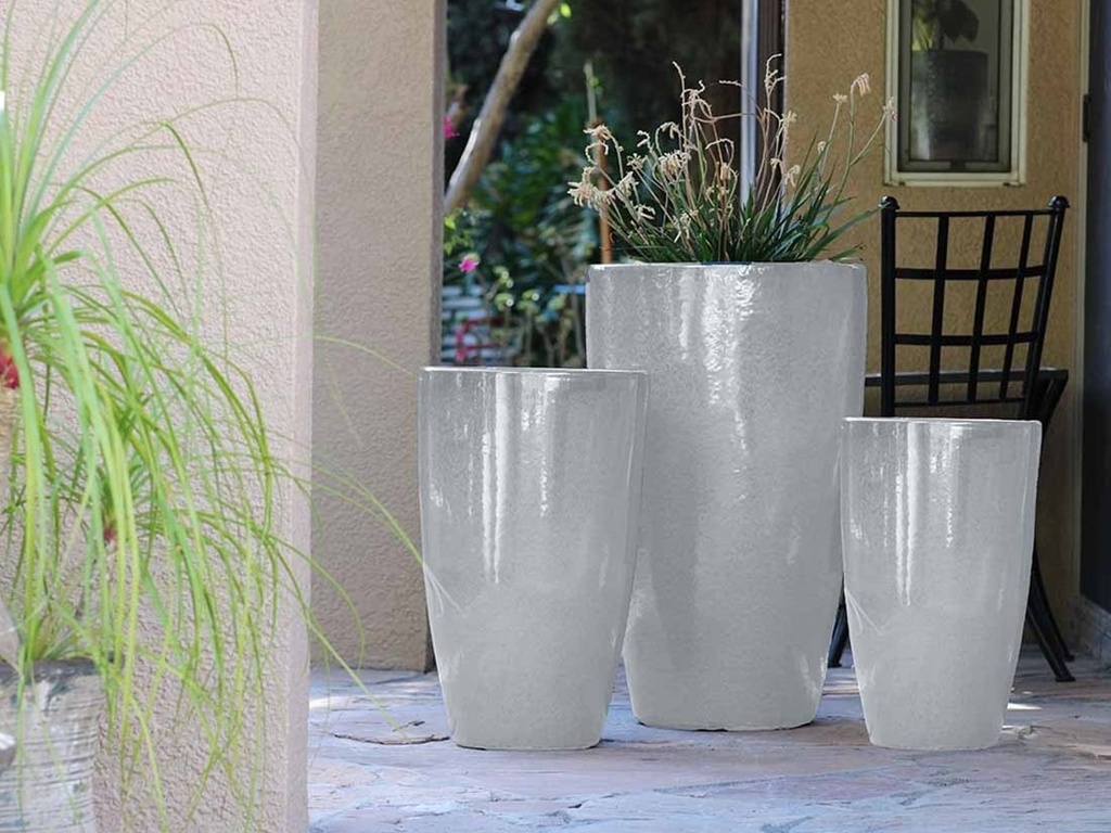 [PV-CG855WST-S3] XLG TALL CONE PLANTER, WHITE SPOT, SET OF 3- 22"X38", 17.5"X27", 13"X22.5"
