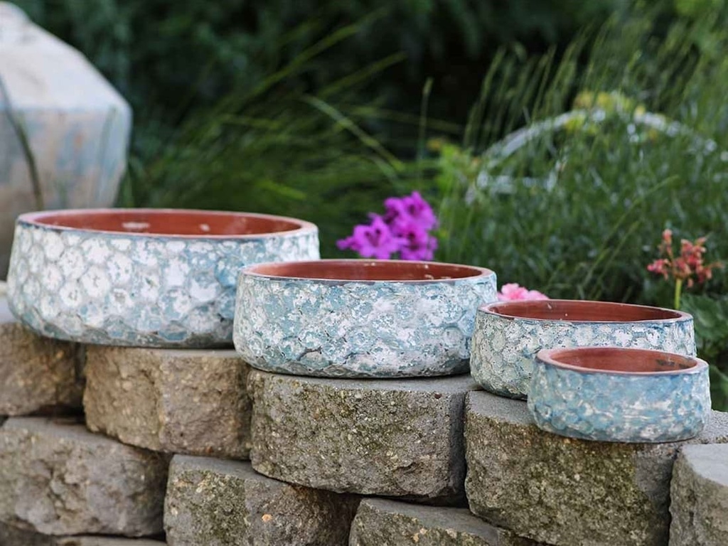 [PV-CGT2625AGB-S4] HANDTHROWN HEXAGON BOWLS, AEGEAN BLUE, SET OF 4- 12.5" X 4.5", 10.0" X 3.5", 8.0" X 3.0", 6.5" X 2.5"