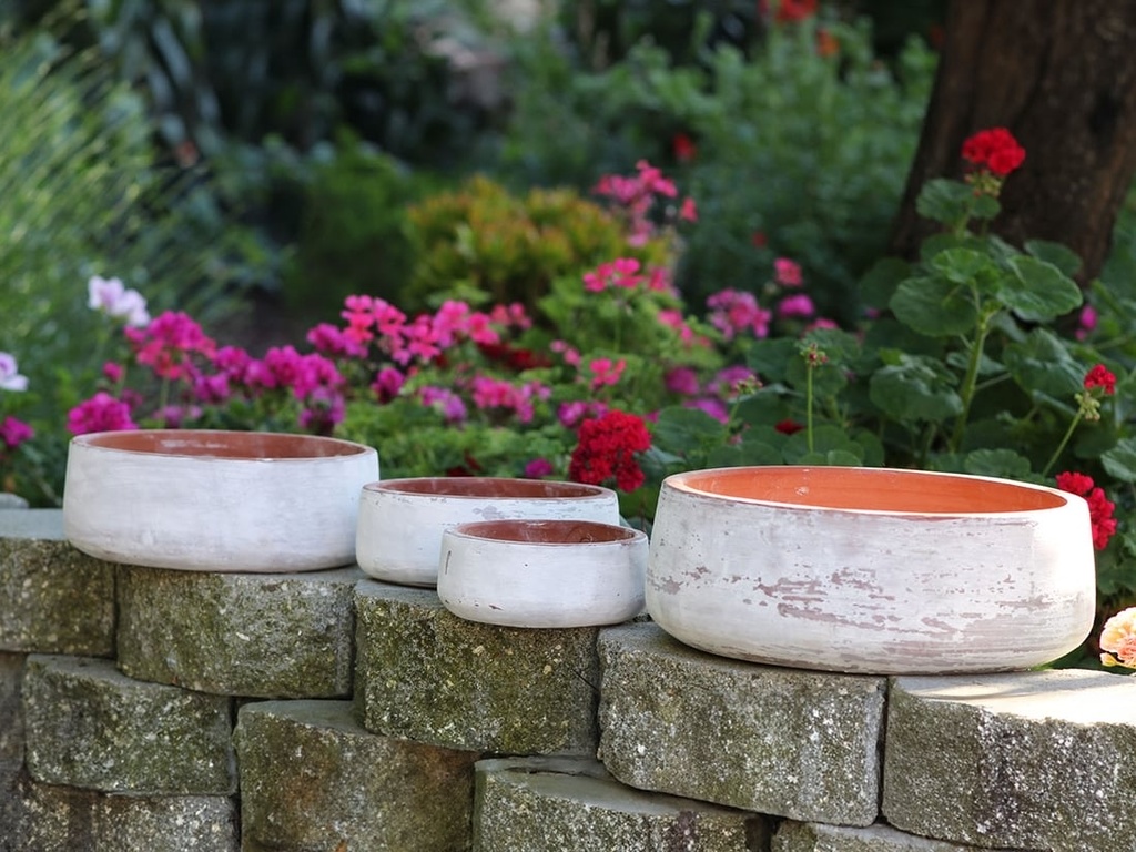 [PV-CGT2626AGW-S4] HANDTHROWN SMOOTH BOWLS,  AEGEAN WHITE, SET OF 4 - 12.5" X 4.5", 10.0" X 3.5", 8.0" X 3.0", 6.5" X 2.5"