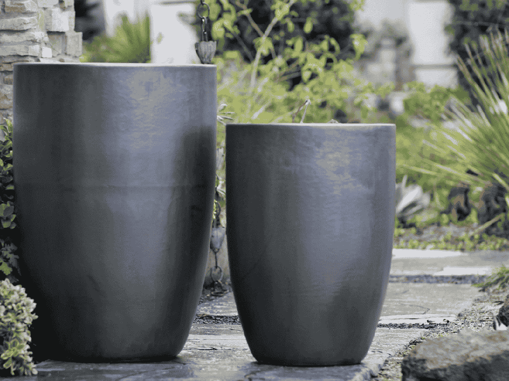 [PV-LB208MK-S2] TALL BARREL  PLANTER, MATTE BLACK, SET OF 2 - 22"X32.5", 18"X26"