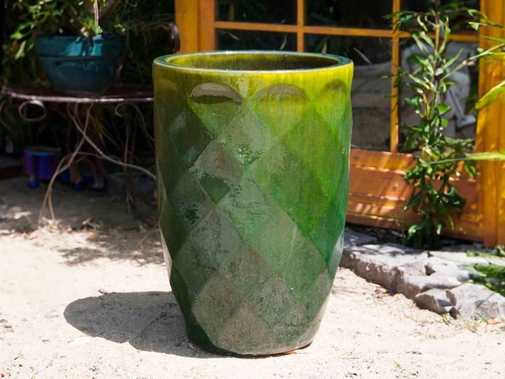 [PV-LB5011FRG-S3] MEDIUM HIGH DIAMOND PLANTER, FERN GREEN, SET OF 3 - 18.0" X 26.0", 14.0" X 20.5", 11.0" X 16.0"