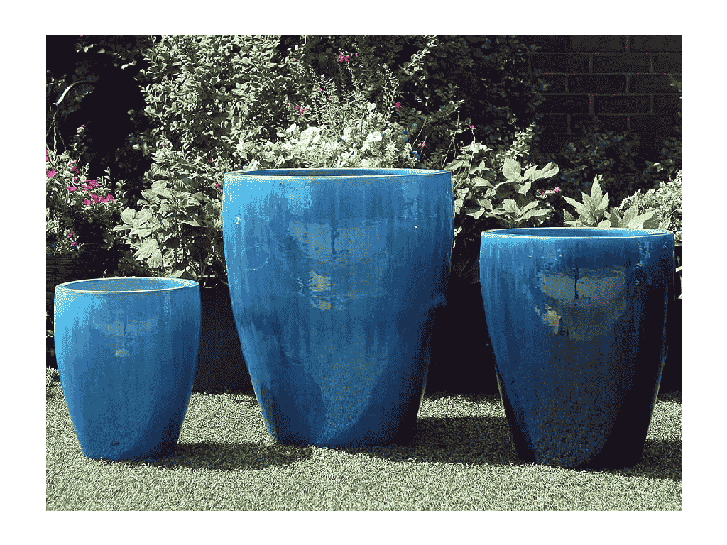 [PV-LB5016FAQ-S3] CATALINA POTS, FALLING AQUA,  SET OF 3-  20.0"x24.5", 15.5"x18.5", 12.0"x13.5"