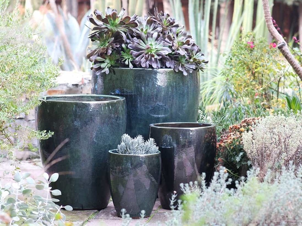 [PV-LB5016PKG-S4] CATALINA POTS, PEACOCK GREEN, SET OF 4-26.0"x29.5", 20.0"x24.5", 15.5"x18.5", 12.0"x13.5"