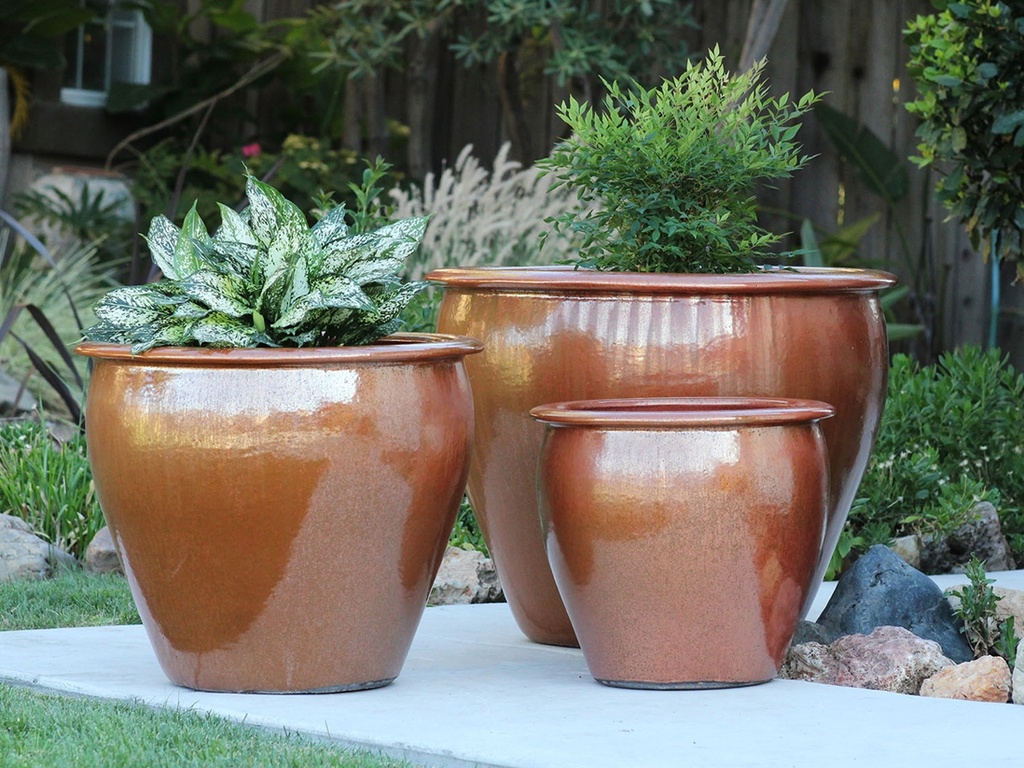 [PV-LB509MBZ-S3] FISH BOWL POTS NEW, MATTE BRONZE, SET OF 3- 30"X25", 23"X21", 17.5"X17"
