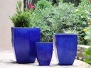 TALL MILAN SQUARE PLANTER, FALLING BLUE, SET OF 3 - 17.5" X 26.0", 14.0" X 20.0", 10.5" X 15.5"