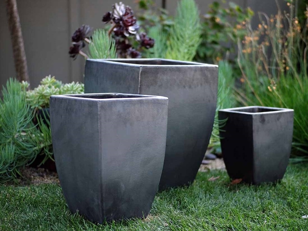 [PV-LB511MK-S3] TALL MILAN SQUARE PLANTER, MATTE BLACK, SET OF 3 - 17.5" X 26.0", 14.0" X 20.0", 10.5" X 15.5"
