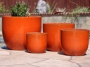 LARGE EGG SHELL POTS, ORANGE, SET OF 4- 22.5"x18", 18"x15", 14"x12", 11.5"x12"