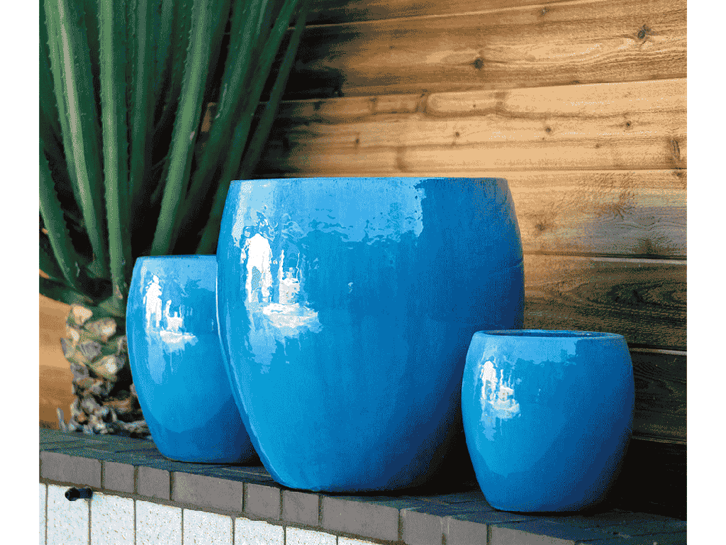 [PV-LB5171FAQ-S3] JAM'S PLANTER, FALLING AQUA,  SET OF 3-  20.0" X 22.5", 15.5" X 16.5", 11.0" X 12.0"