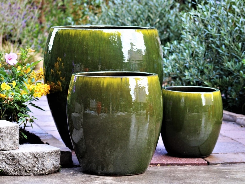 [PV-LB5171FRG-S3] JAM'S PLANTER, FERN GREEN,  SET OF 3- 20.0" X 22.5", 15.5" X 16.5", 11.0" X 12.0"
