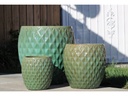 GULUNA PLANTERS WITH DIAMOND, GREEN STREAM, SET OF 3- 20.0" X 22.5", 15.5" X 16.5", 11.0" X 12.0"