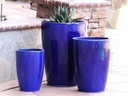 SLIM ROUND PLANTER, FALLING BLUE, SET OF 3 - 16.0" X 24.0", 14.0" X 18.5", 11.0 X 15.0"