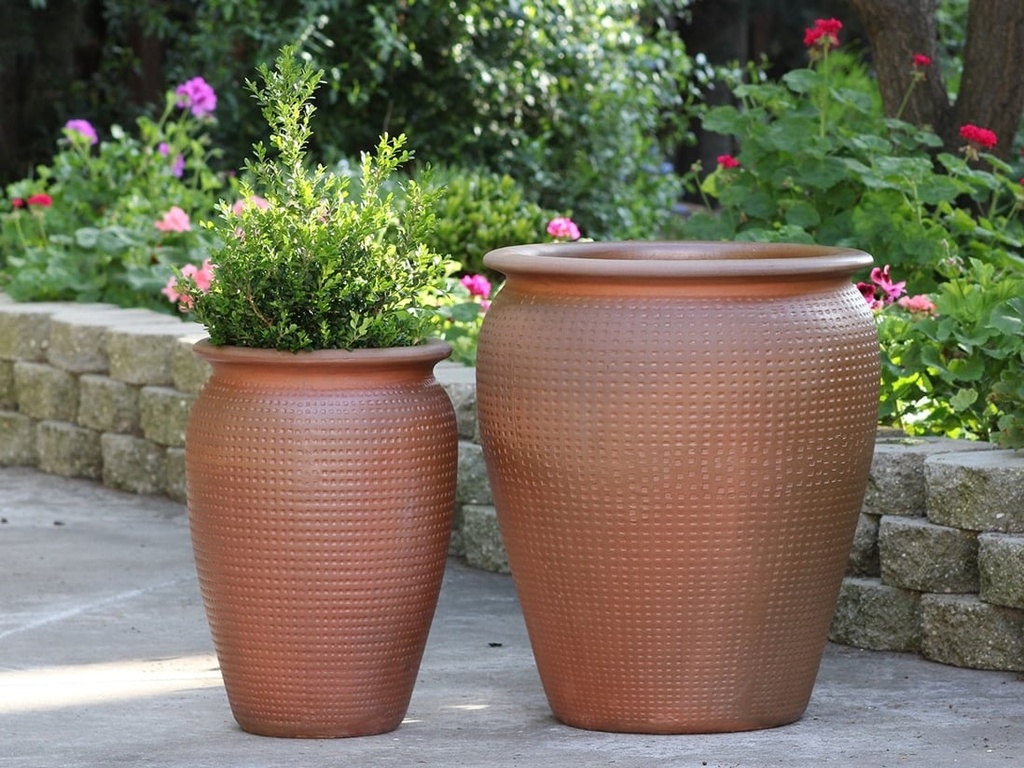 [PV-LB558OGC-S2] MANHATTAN JAR PLANTER, ORGANIC CLAY, SET OF 2 - 22.5" X 27.5", 14.0" X 22.0"