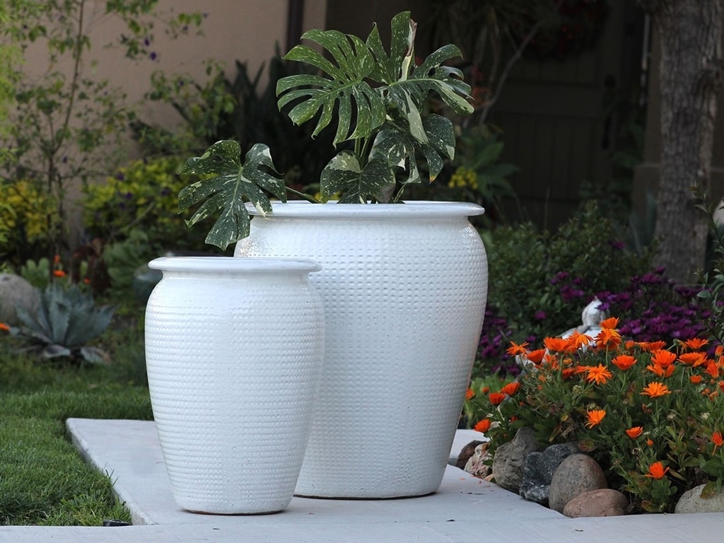 MANHATTAN JAR PLANTER, WHITE WHITE, SET OF 2 - 22.5" X 27.5", 14.0" X 22.0"