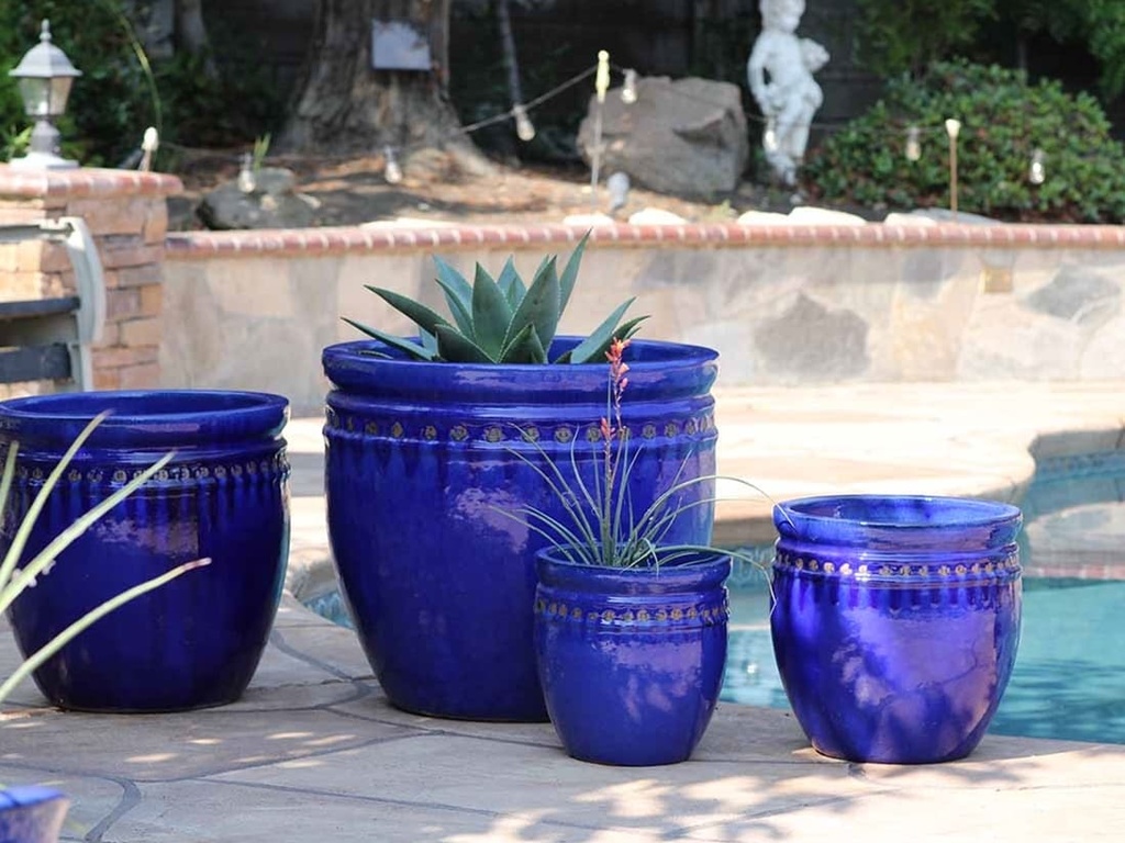 [PV-LB566FB-S4] DECOR PLANTER, FALLING BLUE, SET OF 4 - 24.0" X 22.0", 19.0" X 19.0", 15.5" X 15.0", 12.0" X 12.0"