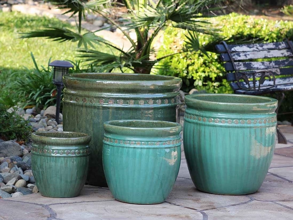 [PV-LB566GNS-S4] DECOR PLANTER, GREEN STREAM, SET OF 4 - 24.0" X 22.0", 19.0" X 19.0", 15.5" X 15.0", 12.0" X 12.0"