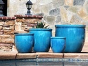 LARGE NO DECOR PLANTER, FALLING AQUA, SET OF 4 - 24.0" X 22.0", 19.0" X 19.0", 15.5" X 15.0", 12.0" X 12.0"
