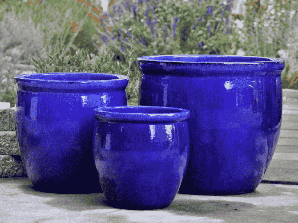 SMALL NO DECOR PLANTER, FALLING BLUE, SET OF 3 - 19.0" X 19.0", 15.5" X 15.0", 12.0" X 12.0"
