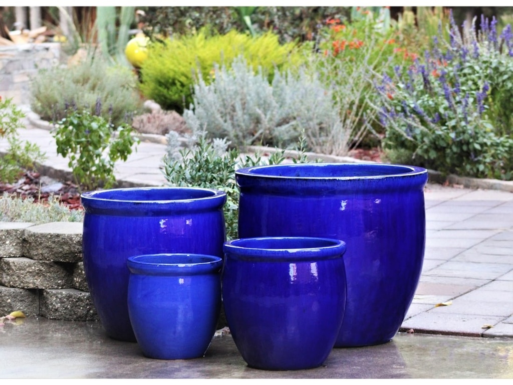[PV-LB567FB-S4] LARGE NO DECOR PLANTER, FALLING BLUE, SET OF 4 - 24.0" X 22.0", 19.0" X 19.0", 15.5" X 15.0", 12.0" X 12.0"