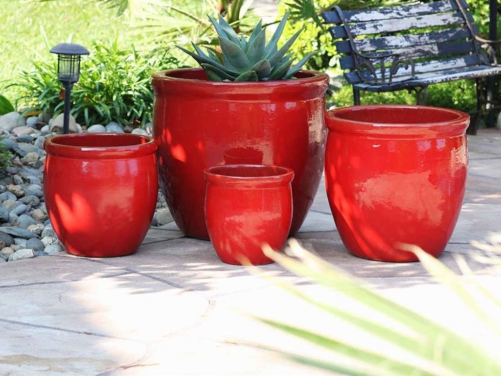 [PV-LB567LRD-S4] LARGE NO DECOR PLANTER, LAVISH RED, SET OF 4 - 24.0" X 22.0", 19.0" X 19.0", 15.5" X 15.0", 12.0" X 12.0"