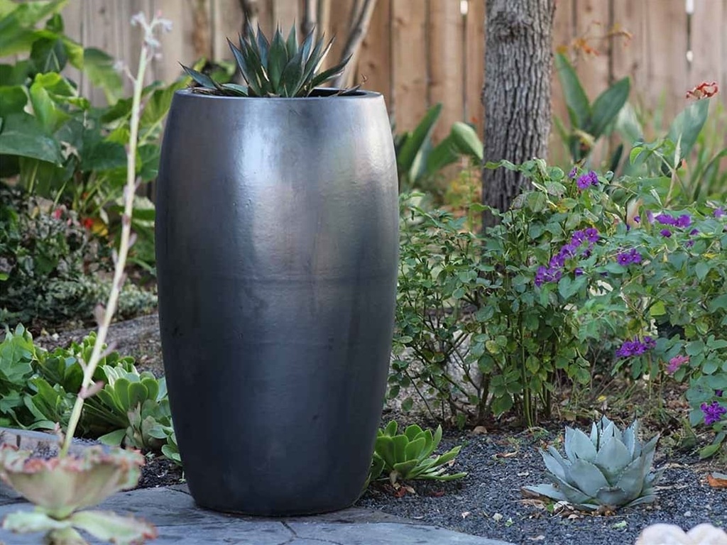 [PV-LB578MK] DRUM SHAPED PLANTER, MATTE BLACK, 20.0" X 35.0"