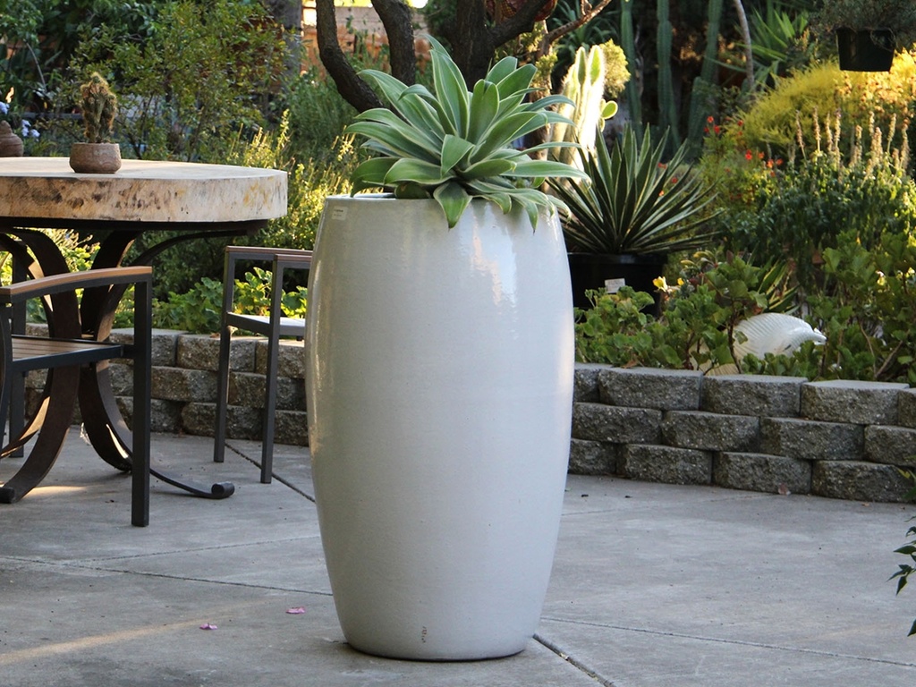 [PV-LB578WWH] TALL DRUM POT, WHITE WHITE, 20"X35"