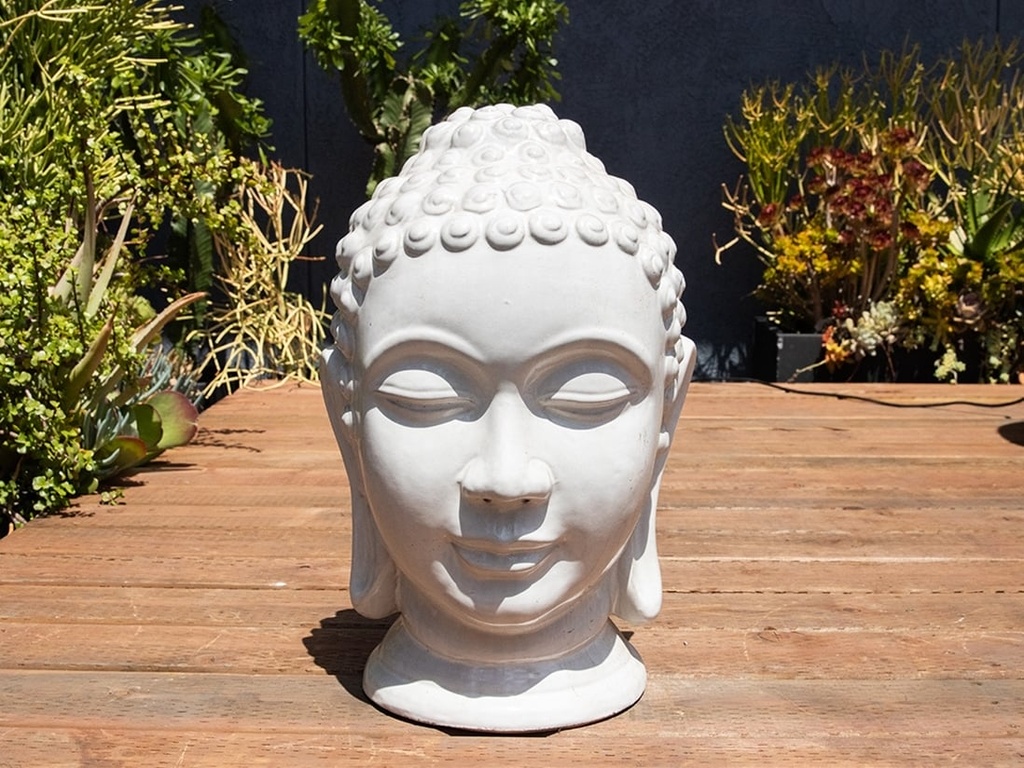 [PV-LBST06WWH-A] LARGE BUDDHA HEAD, WHITE WHITE, SIZE A, 17.5" X 30.5"