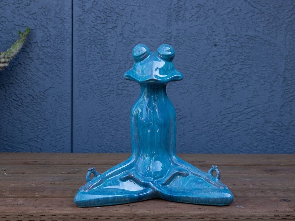 [PV-LBST24FAQ-B] MEDITATION FROG, FALLING AQUA 14.5"X9.0"X15.0"