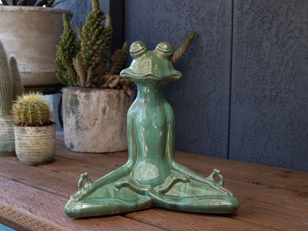 [PV-LBST24GNS-B] MEDITATION FROG, GREEN STEAM, 14.5"X9.0"X15.0"