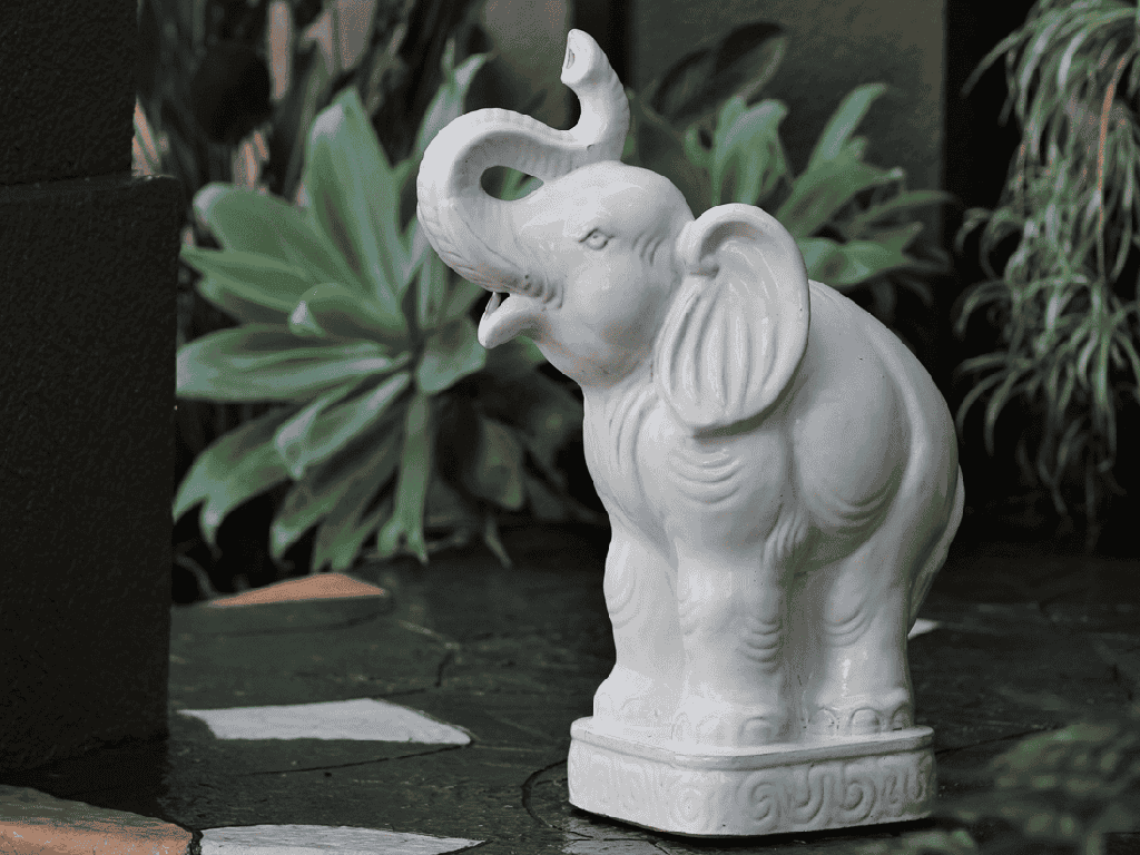 [PV-LBST28WNS] ELEPHANT, WHITE NATURE STONE, 16.0"X11.5"X30.0"