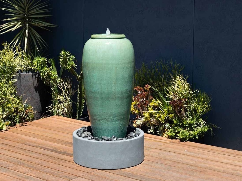 [PV-LBW269GNS-B] LARGE TALL JAR, FOUNTAIN, GREEN STREAM, SIZE B, 22"X46.5"  (BASE/PUMP SOLD SEPERATELY)