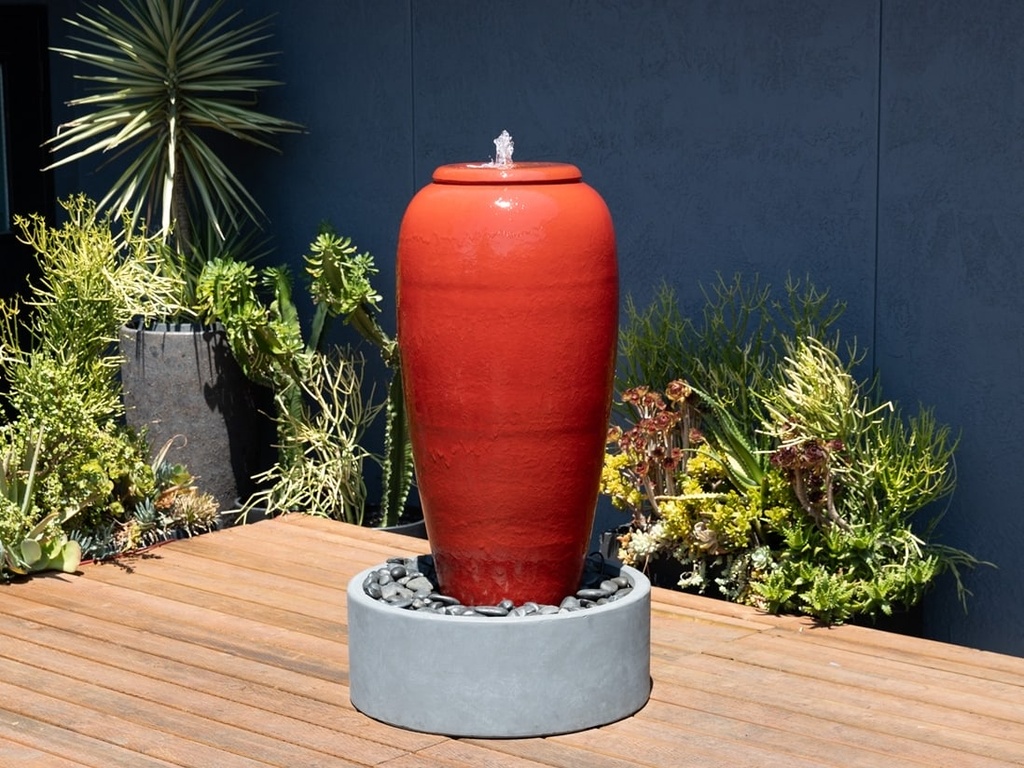 [PV-LBW269LRD-B] LARGE TALL JAR, FOUNTAIN, LAVISH RED, SIZE B, 22"X46.5"  (BASE/PUMP SOLD SEPERATELY)