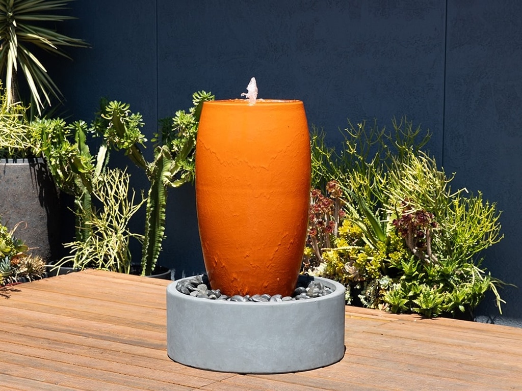[PV-LBW578ORG] DRUM SHAPE FOUNTAIN, ORANGE, 20"X35"  (BASE/PUMP SOLD SEPERATELY)